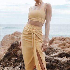 Petal & Pup Yellow 2-Piece High-Waisted Skirt & Crop Top. Brand new with tags.